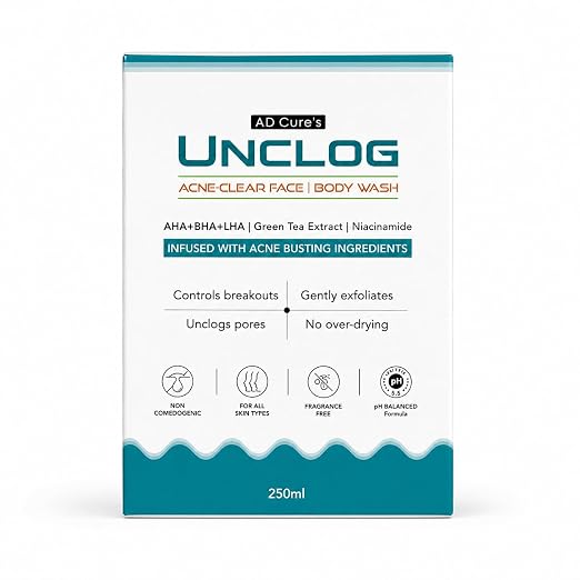 Unclog Acne Clear Face Body Wash 250ml