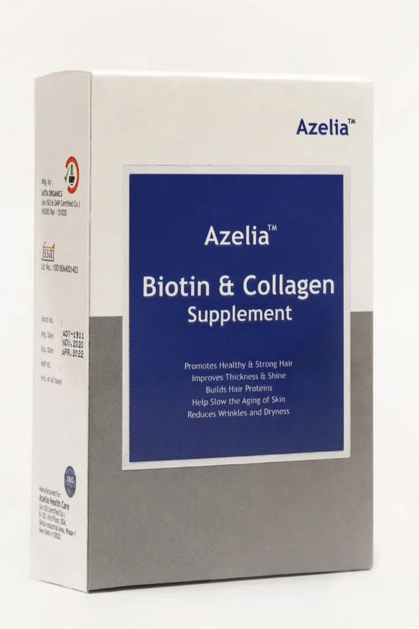 Azelia Biotin & Collagen Supplement Tablet
Boosts Collagen Production
Nourishes Hair