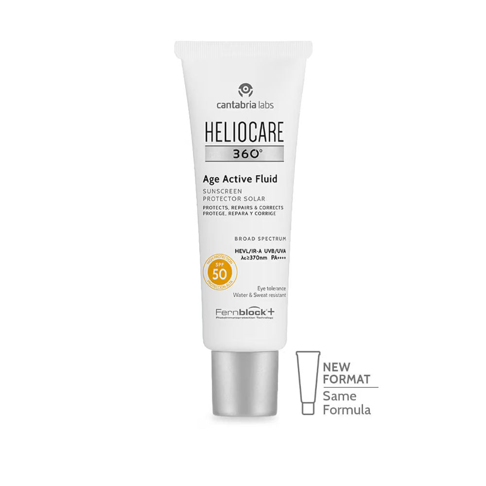 Heliocare 360 Age Active Fluid Sunscreen SPF 50 Pa++++ With Hyaluronic Acid For Youthful & Firm Skin | (50ml)