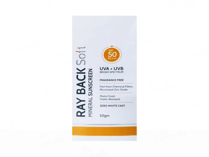 Ray Back Soft Mineral Sunscreen, SPF 50, Broad Spectrum, UVA-UVB, PA+++